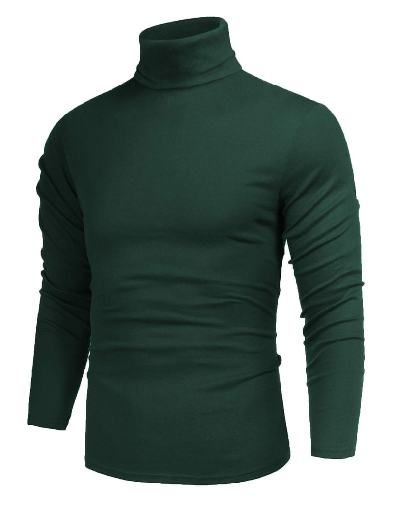 Poriff Mens Fashion Slim Fit Crew Neck Lightweight Pullover Sweater Basic Tops Green L - Image 1